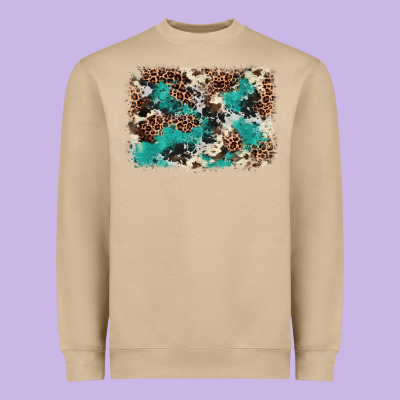 Cowhide Turquoise Glitter Heavyweight Sweatshirt Designed By Fadigitalartstudio