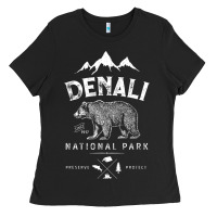 Black Denali National Park And Preserve Us Alaska Vintage Ladies Tee - minhPixels