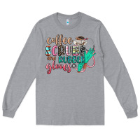 Heather Grey coffee scrubs and rubber gloves Long Sleeve Tee - CowGirlArtShop