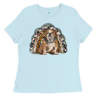 Baby Blue english bulldog rainbow Ladies Tee - BarkalooDesign