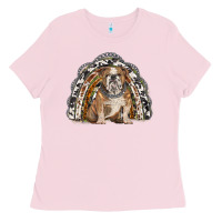 Bubblegum Pink english bulldog rainbow Ladies Tee - BarkalooDesign