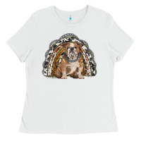 White english bulldog rainbow Ladies Tee - BarkalooDesign