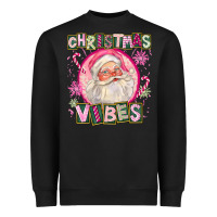 Black Pink Christmas Vibes Santa Heavyweight Sweatshirt - FaDigitalArtStudio