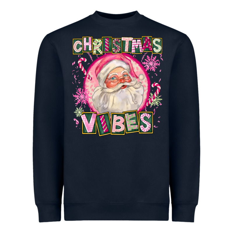 Pink Christmas Vibes Santa Heavyweight Sweatshirt by FaDigitalArtStudio | Teevron