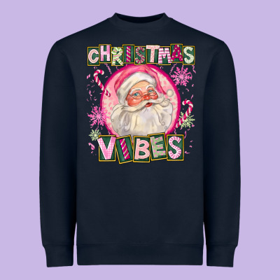 Pink Christmas Vibes Santa Heavyweight Sweatshirt Designed By Fadigitalartstudio
