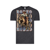 Vintage Black Rodeo Cowboy bull western Vintage Tee - HowdyJamesFarm