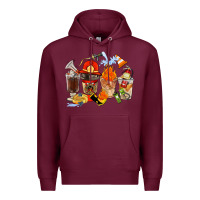 Burgundy Firefighter Coffee Cups Premium Hoodie - FaDigitalArtStudio