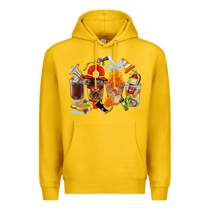 Firefighter Coffee Cups Premium Hoodie by FaDigitalArtStudio | Teevron