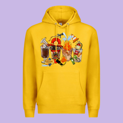 Firefighter Coffee Cups Premium Hoodie Designed By Fadigitalartstudio