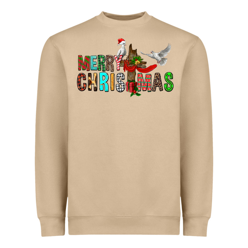 Merry Christmas Cross Heavyweight Sweatshirt by FaDigitalArtStudio | Teevron