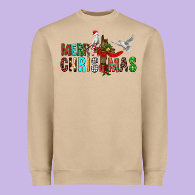 Merry Christmas Cross Heavyweight Sweatshirt Designed By Fadigitalartstudio