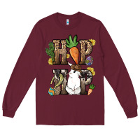 Burgundy Hip hop Easter Bunny Easter Day Long Sleeve Tee - HowdyJamesFarm