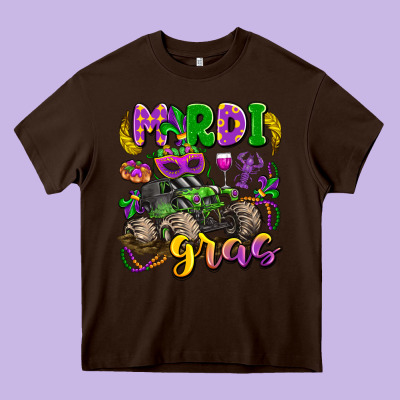 Mardi Gras Monster Truck Heavy Core Tee Designed By Lillyallendesigns