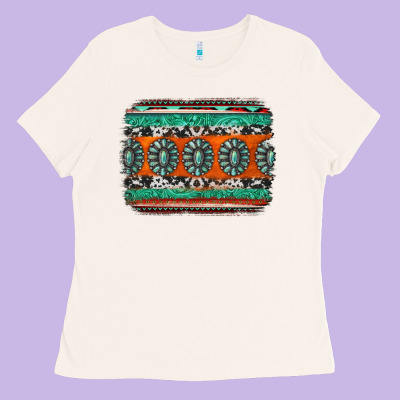 Turquoise Western Background Ladies Tee Designed By Jasminsmagicworld
