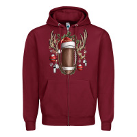Burgundy christmas football Zipper Hoodie - SublimationCraftShop