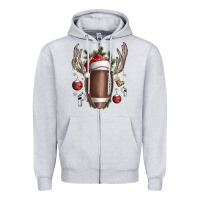 Heather Grey christmas football Zipper Hoodie - SublimationCraftShop