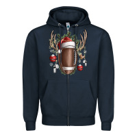 Navy christmas football Zipper Hoodie - SublimationCraftShop