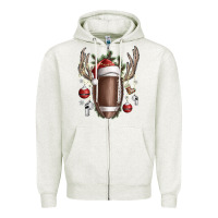 Oatmeal Heather christmas football Zipper Hoodie - SublimationCraftShop