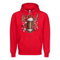 Red christmas football Zipper Hoodie - SublimationCraftShop