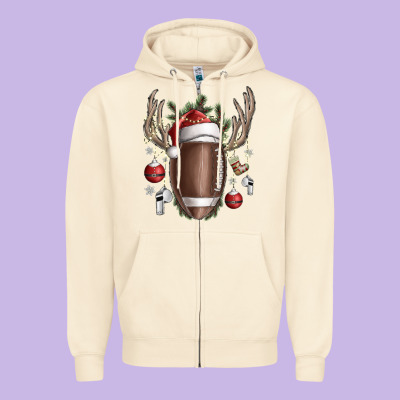 Christmas Football Zipper Hoodie Designed By Sublimationcraftshop