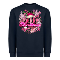 Navy pink merry christmas Heavyweight Sweatshirt - FaDigitalArtStudio