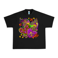 Black Mardi Gras hearts Urban Heavy Tee - HowdyJamesFarm