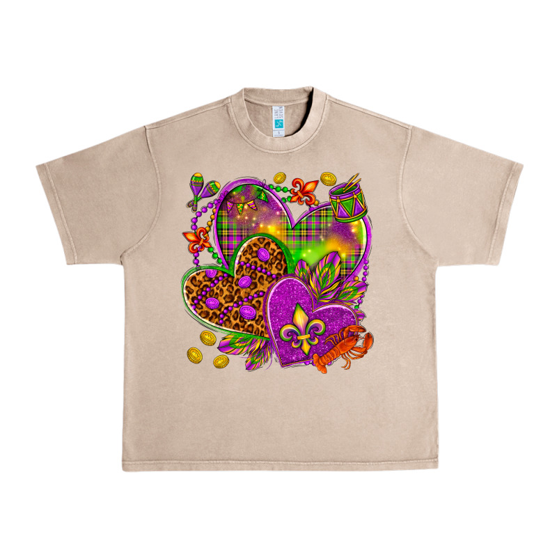 Mardi Gras Hearts Urban Heavy Tee by HowdyJamesFarm | Teevron