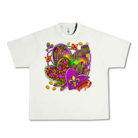 Pistachio Mardi Gras hearts Urban Heavy Tee - HowdyJamesFarm