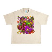 Sandshell Mardi Gras hearts Urban Heavy Tee - HowdyJamesFarm