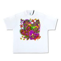 White Mardi Gras hearts Urban Heavy Tee - HowdyJamesFarm