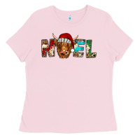 Bubblegum Pink noel highland cow Ladies Tee - Jasminsmagicworld