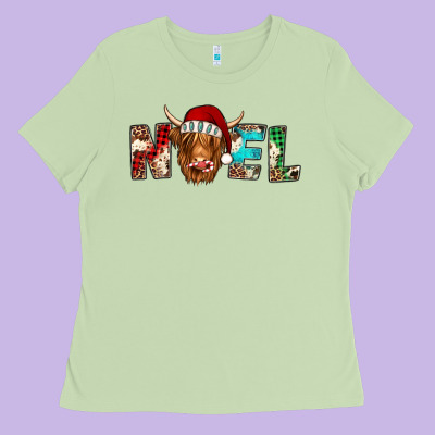 Noel Highland Cow Ladies Tee Designed By Jasminsmagicworld