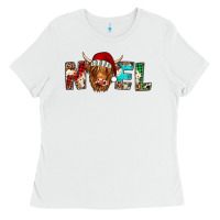 White noel highland cow Ladies Tee - Jasminsmagicworld