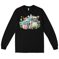 Black Easter truck farm animals Easter Day Long Sleeve Tee - HowdyJamesFarm