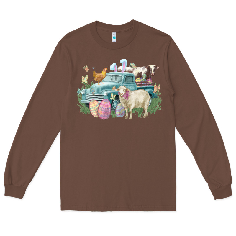 Easter Truck Farm Animals Easter Day Long Sleeve Tee by HowdyJamesFarm | Teevron