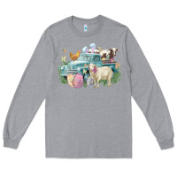 Heather Grey Easter truck farm animals Easter Day Long Sleeve Tee - HowdyJamesFarm