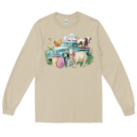 Mushroom Easter truck farm animals Easter Day Long Sleeve Tee - HowdyJamesFarm