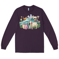 Plum Easter truck farm animals Easter Day Long Sleeve Tee - HowdyJamesFarm
