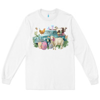 White Easter truck farm animals Easter Day Long Sleeve Tee - HowdyJamesFarm