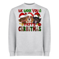Heather Grey We Woof You A Merry Christmas Heavyweight Sweatshirt - FaDigitalArtStudio