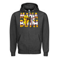 Charcoal Heather Mama Of Both Zipper Hoodie - CowhideDigitalArt
