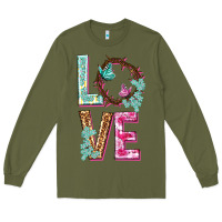 Army Green Love crown of the thorns Easter Day Long Sleeve Tee - HowdyJamesFarm