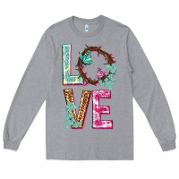 Heather Grey Love crown of the thorns Easter Day Long Sleeve Tee - HowdyJamesFarm