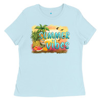 Baby Blue summer vibes sunset and fruits Ladies Tee - BarkalooDesign
