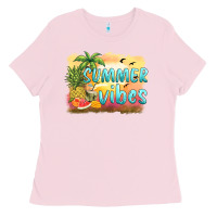 Bubblegum Pink summer vibes sunset and fruits Ladies Tee - BarkalooDesign
