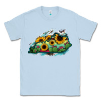 Dusty Blue Kentucky map sunflower cactus serape Classic Tee - RanaPortraitStore