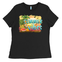 Black summer vibes sunset and fruits Ladies Tee - BarkalooDesign