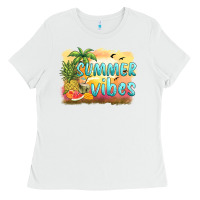 White summer vibes sunset and fruits Ladies Tee - BarkalooDesign