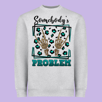 Somebody's Problem Hand Skeleton Heavyweight Sweatshirt Designed By Fadigitalartstudio