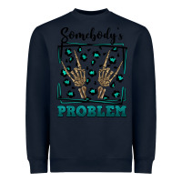 Navy Somebody's Problem Hand Skeleton Heavyweight Sweatshirt - FaDigitalArtStudio